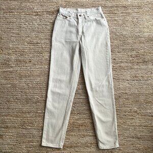 Vintage Levi's 512 Slim Tapered Fit High Waist Cotton Denim Jeans Beige 9 MED 26
